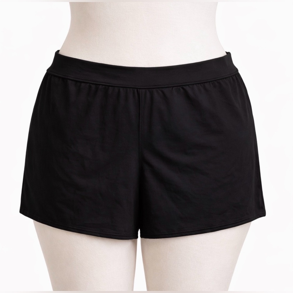 Lands End Swim Shorts Womens 24W Black Modest Beach Pool Swim Bottom
